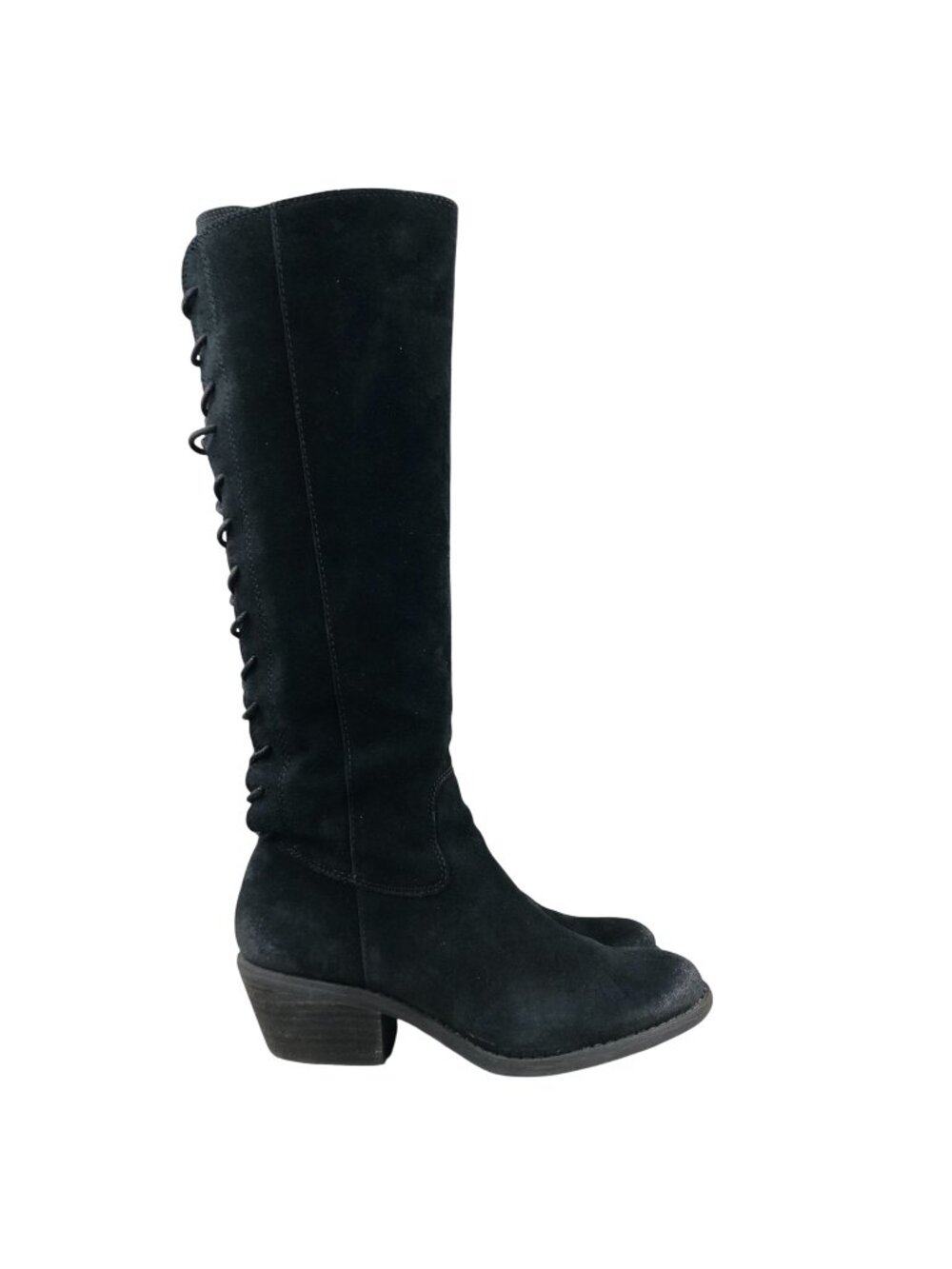 Sofft Women's Size 7M Sharnell Black Suede Leather Lace-Up Knee High Tall Boots
